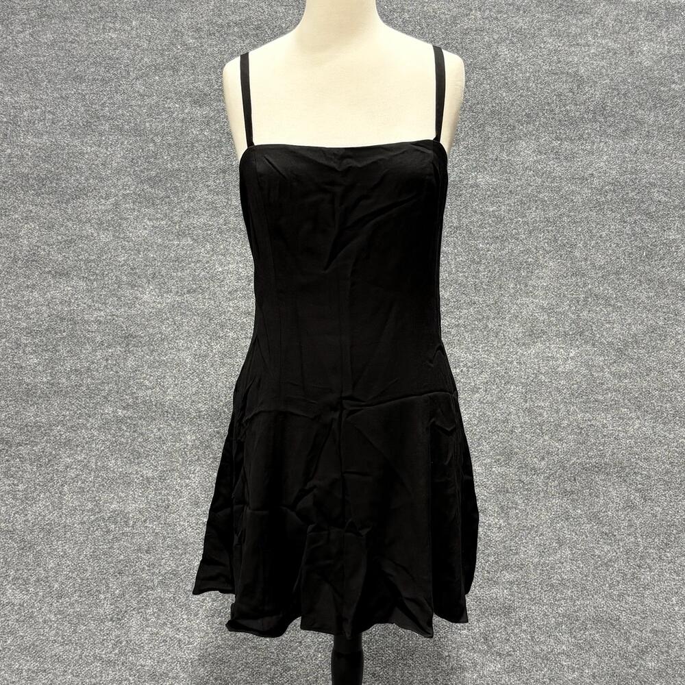Polo Ralph Lauren Dress Womens 10 Black Square Neck Slip Fit Flare Mini Cocktail